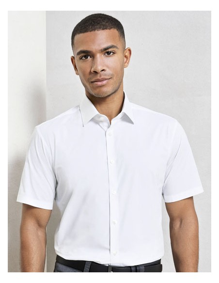PRE-PR246-Mens Stretch Fit Poplin Short Sleeve Cotton Shirt 2
